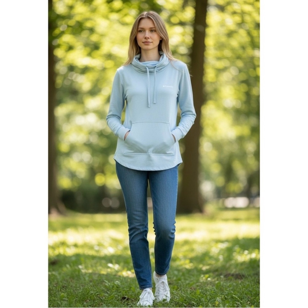 Columbia Women's Soft Blue Cowl Neck Sweater